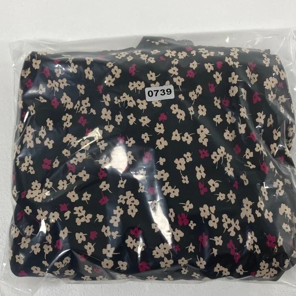 Jones New York Midi Dress Size 12 Women Black Floral Short Sleeve V Neck Pull On - Picture 16 of 16